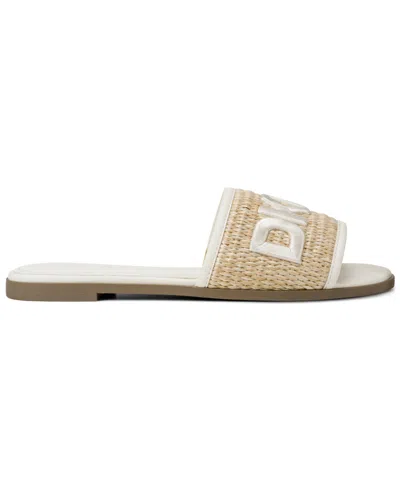 Dkny Logo-embroidered Woven Sandals In White