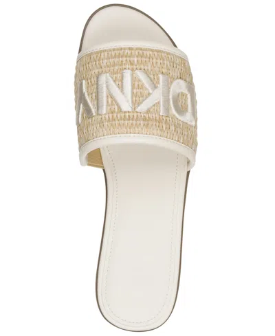 Dkny Logo-embroidered Woven Sandals In White