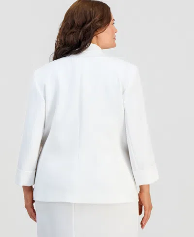 Kasper Plus Size One-button Notched-collar Jacket In White