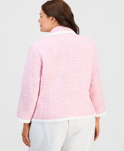 Kasper Plus Size Notched-collar Open-front Jacket In Pink