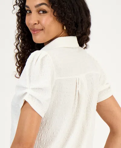 Kasper Women's Textured Collared Button-front Blouse In White