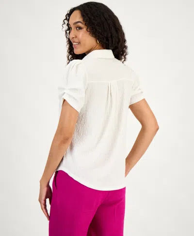 Kasper Women's Textured Collared Button-front Blouse In White