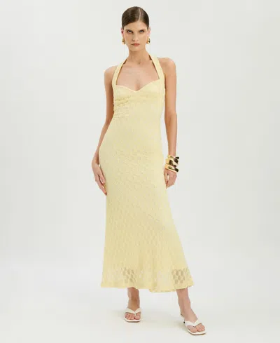 Bardot Mariko Halter Neck Midi Dress In Yellow