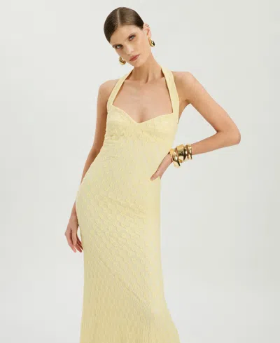 Bardot Mariko Halter Neck Midi Dress In Yellow