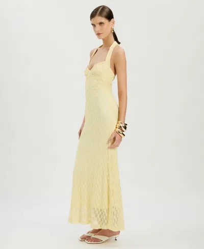 Bardot Mariko Halter Neck Midi Dress In Yellow