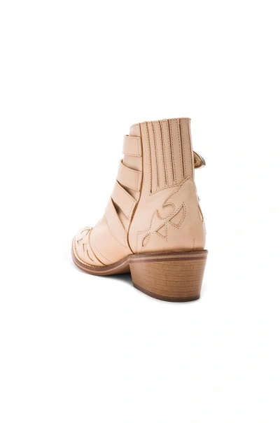 Shop Toga Leather Booties In Beige Leather