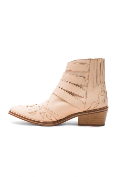 Shop Toga Leather Booties In Beige Leather