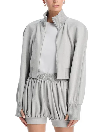 Norma Kamali Oversized Stretch-cotton Jersey Bomber Jacket In Gray