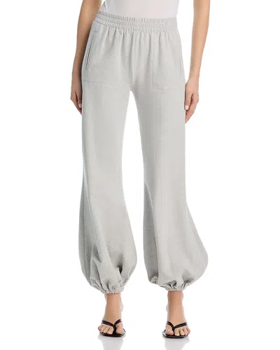 Norma Kamali Boyfriend Puff Jog Sweatpants Light Heather Grey In White