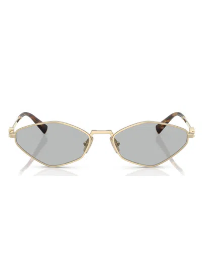 Miu Miu Womens Gold Mu 56zs Oval-frame Metal Sunglasses