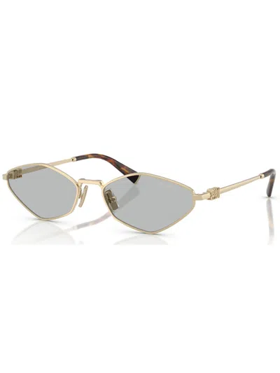 Miu Miu Womens Gold Mu 56zs Oval-frame Metal Sunglasses
