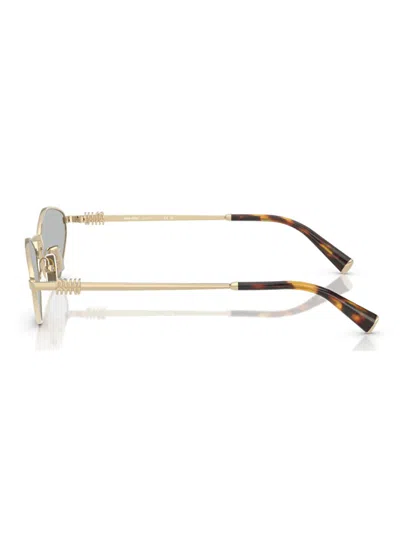 Miu Miu Womens Gold Mu 56zs Oval-frame Metal Sunglasses
