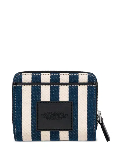 Marc Jacobs Striped Canvas Mini Compact Wallet In Blue