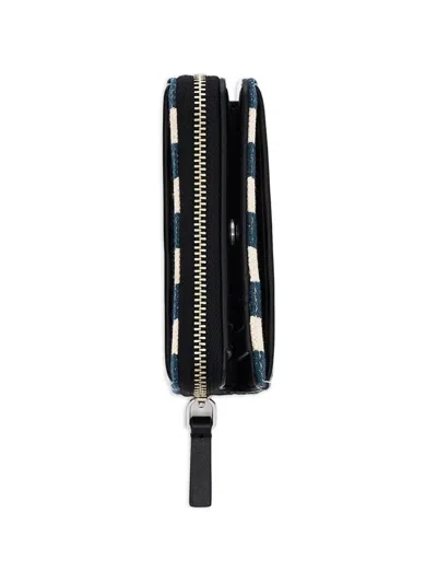 Marc Jacobs Striped Canvas Mini Compact Wallet In Blue