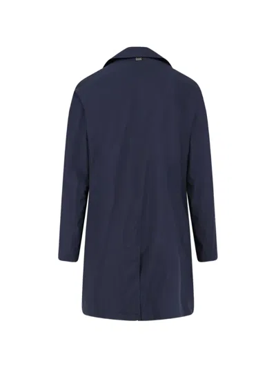 Corneliani Button Leather Trim Coat In Blue