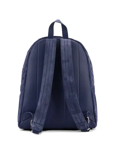 Orciani Suede Backpack Woven Texture Leather Handle In Blue