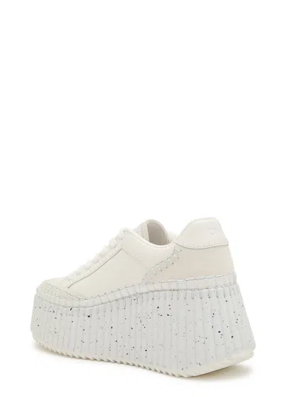 Chloé Chloe Nama Panelled Leather Flatform Sneakers In White