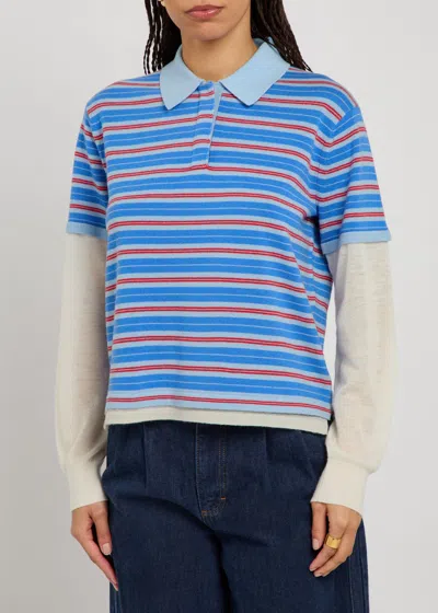 Guest In Residence Lightweight Cashmere Polo Shirt For Women In Blue