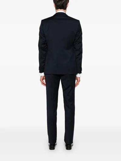 Corneliani Midnight Blue Wool Suit  In Black