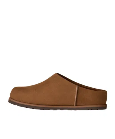 Ugg Suede Slip-on Clogs With Rounded Toe In Brown