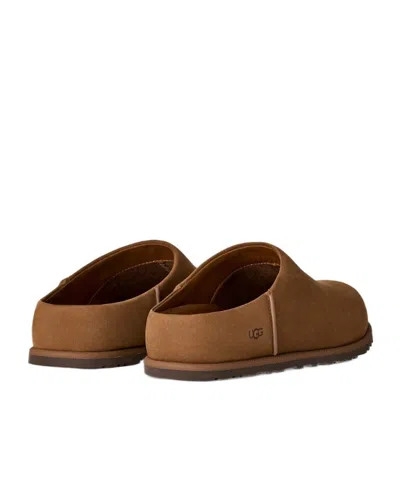 Ugg Suede Slip-on Clogs With Rounded Toe In Brown