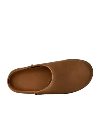 Ugg Suede Slip-on Clogs With Rounded Toe In Brown