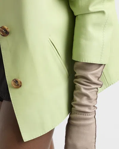 Prada Nappa Jacket Long Sleeves Notched Collar In Green