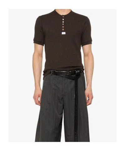 Magliano Button-placket T-shirt In Brown