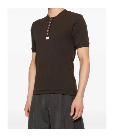 Magliano Button-placket T-shirt In Brown