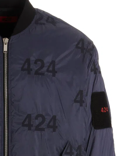424 Reversible Logo Bomber Jacket In Blue