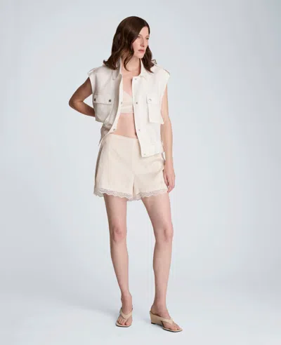 Kenneth Cole Pull On Lace Hem Short In White