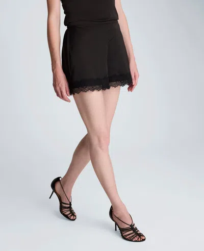 Kenneth Cole Pull On Lace Hem Short In Black