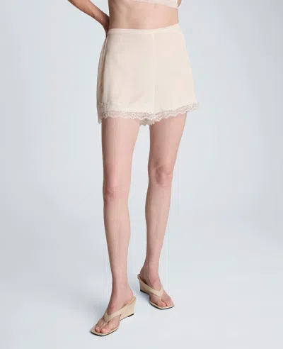 Kenneth Cole Pull On Lace Hem Short In White