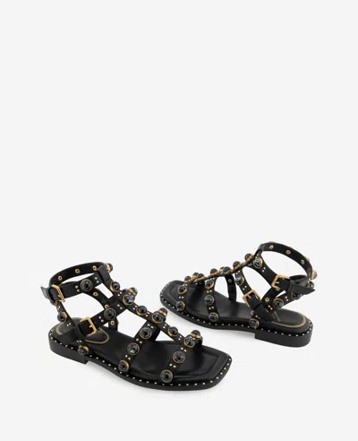 Kenneth Cole Ruby Leather Jewel Gladiator Sandal In Black