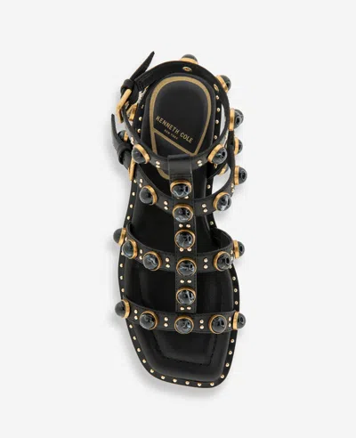 Kenneth Cole Ruby Leather Jewel Gladiator Sandal In Black