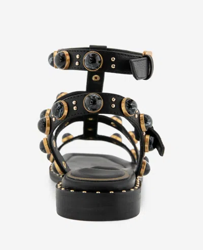 Kenneth Cole Ruby Leather Jewel Gladiator Sandal In Black
