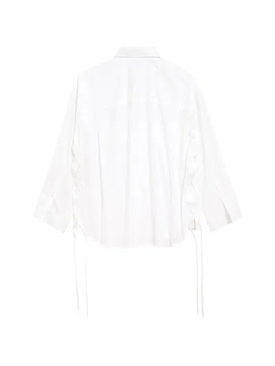 Balenciaga Oversized Button-front Shirt With Drawstring Hem In White