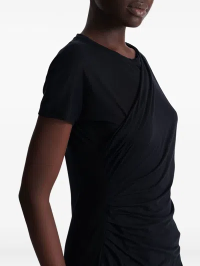 Balmain Black Round Neck Draped Design T-shirt In Black
