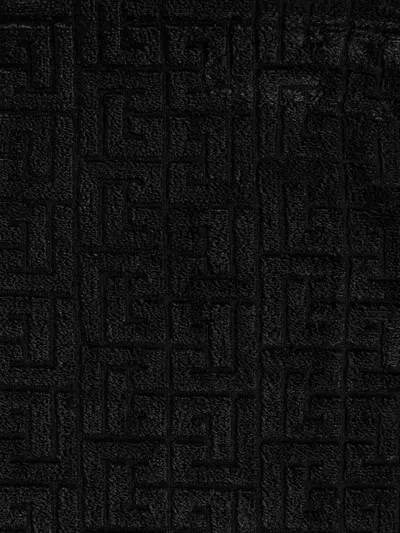 Balmain Monogram Midi Skirt Textured Patterned Design In Black