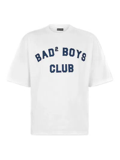 Dsquared2 Men White T-shirt With Logo Print On The Front In Cotton Man In White