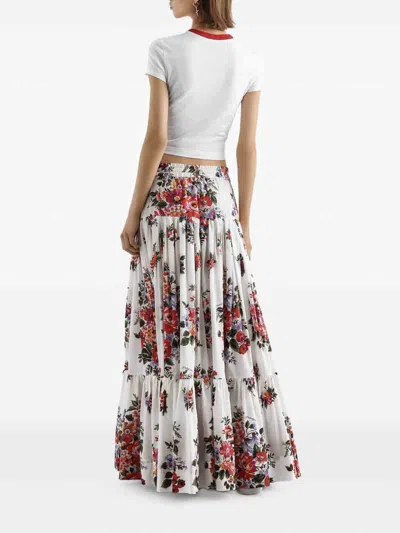 Dolce & Gabbana 'mazzo Di Fiori' Skirt In White