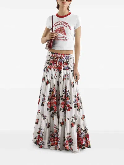 Dolce & Gabbana 'mazzo Di Fiori' Skirt In White