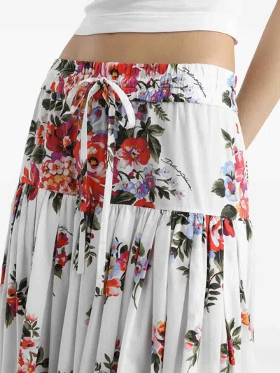 Dolce & Gabbana 'mazzo Di Fiori' Skirt In White