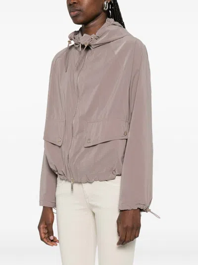 Emporio Armani Full-zip Nylon Blouson With Hood In Gray