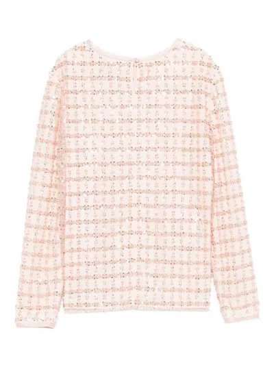Emporio Armani Tulle Top With Sequin And Bead Embroidery In Pink