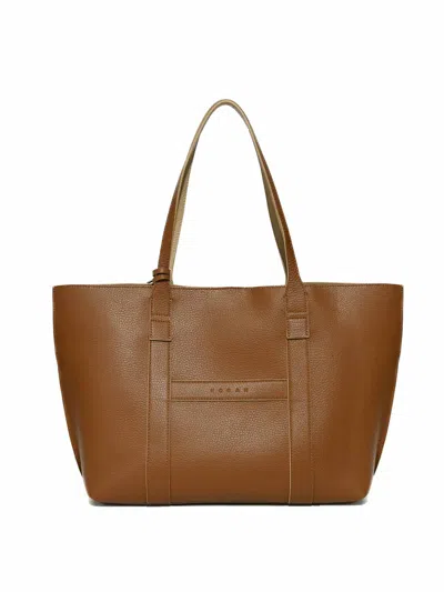Hogan Script Medium Tote Bag In Brown