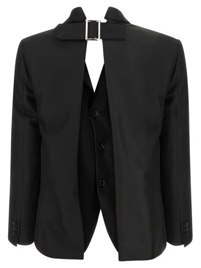 Comme Des Garçons Double Layer Effect Blazer In Multi