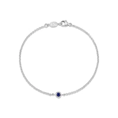 Dower & Hall Single Blue Sapphire Dewdrop Chain Bracelet In Metallic