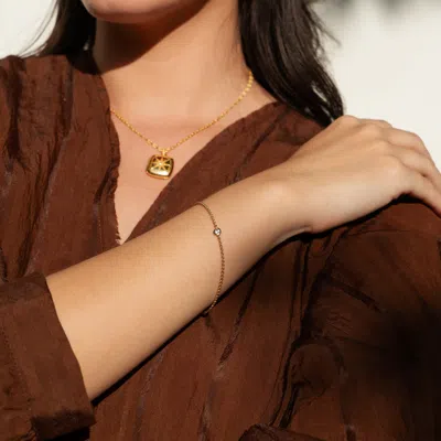 Dower & Hall Single White Sapphire Dewdrop Chain Bracelet In Gold