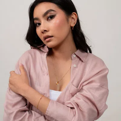 Dower & Hall Hammered Disc & Ruby Array Necklace In Metallic